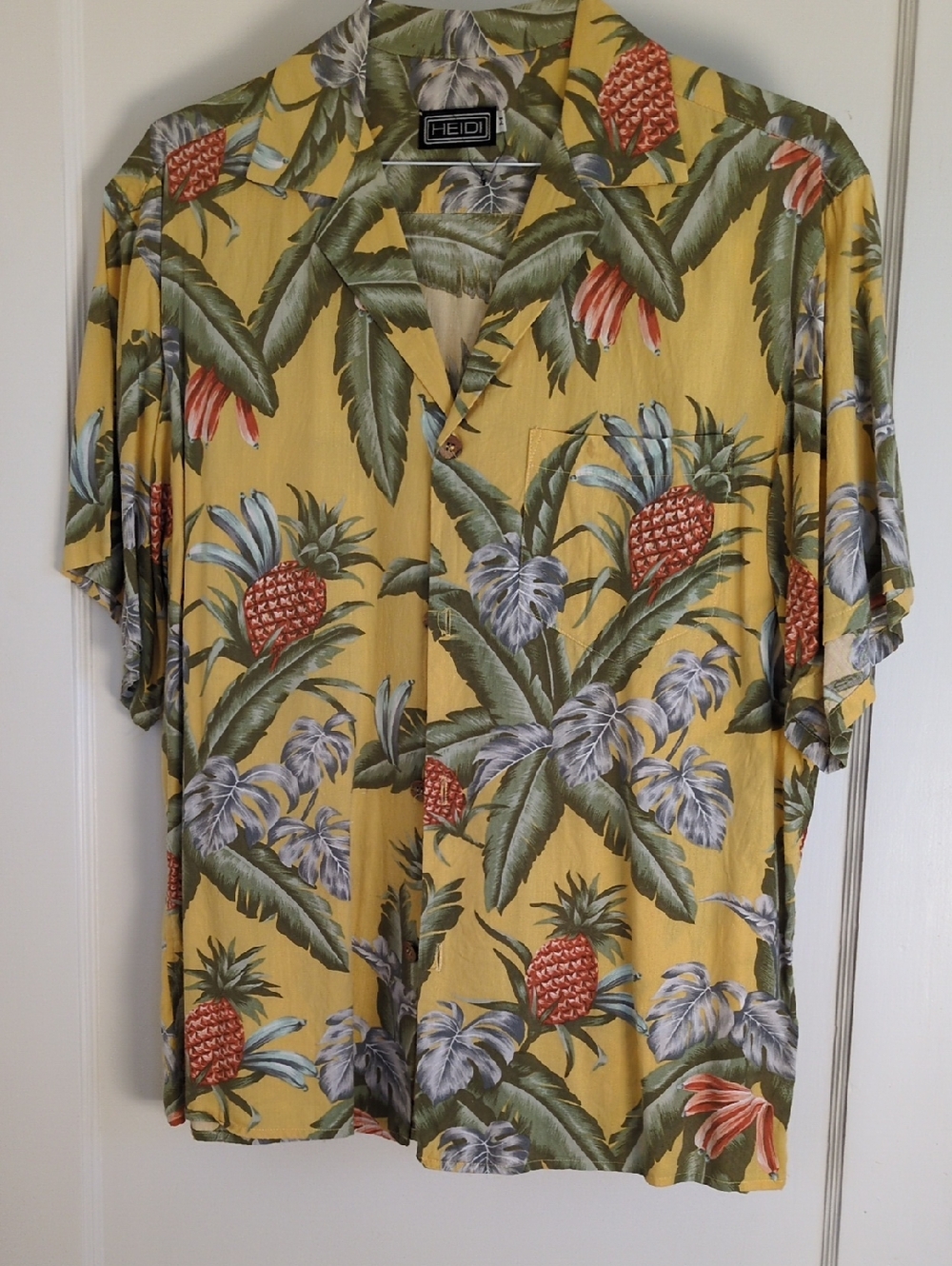 Heidi Daus Yellow Tropical Pineapple Print Button-Down Shirt